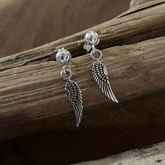 Wing Sterling Silver Drop Earrings - Picture 1 of 3